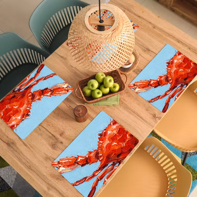 Krab - Zee - Dieren - Abstract - Rood Placemat vinyl groot -zzsfeer5_Kitchenyeah-website