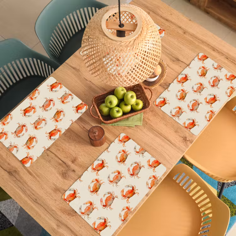 Krabben - Patroon - Oranje Placemat vinyl groot 368 -zzsfeer5_Kitchenyeah-website