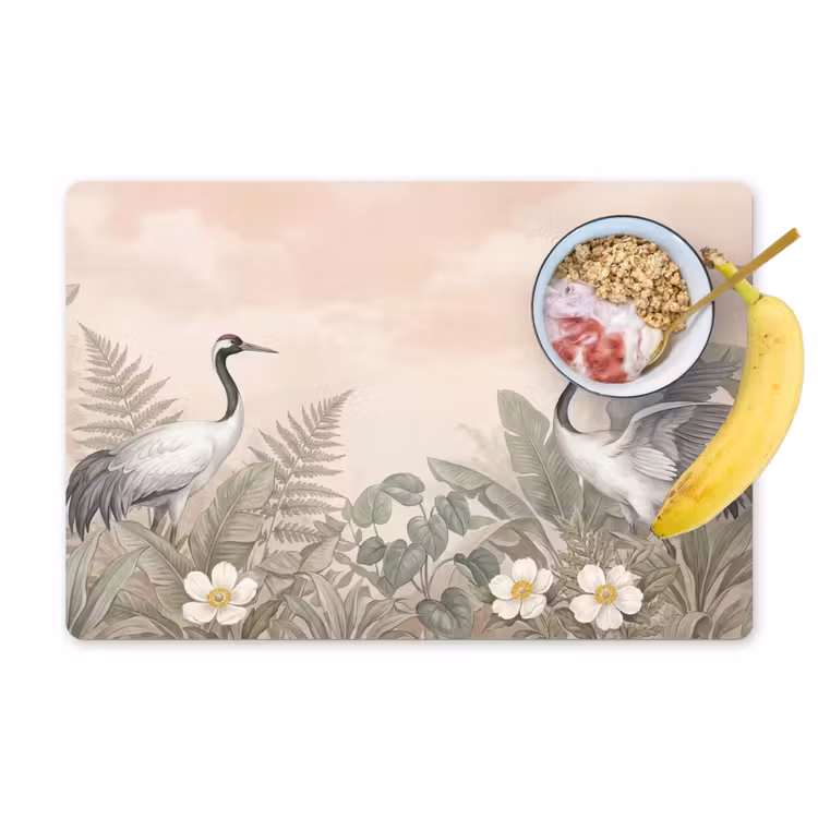 Kraanvogels - Natuur - Roze Placemat vinyl groot -zzzproduct_Kitchenyeah-website