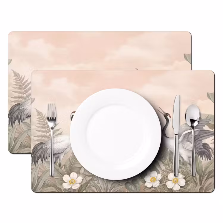 Kraanvogels - Natuur - Roze Placemat vinyl groot -zzsfeer2_Kitchenyeah-website