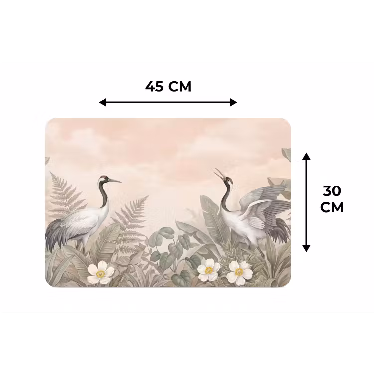 Kraanvogels - Natuur - Roze Placemat vinyl groot -specs