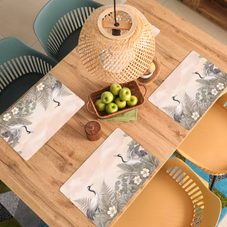 Kraanvogels - Natuur - Roze Placemat vinyl groot -zzsfeer5_Kitchenyeah-website