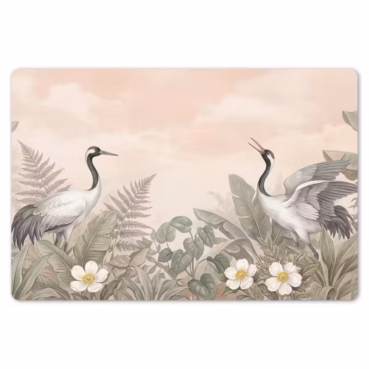 Kraanvogels - Natuur - Roze Placemat vinyl groot -zzsfeer1_Kitchenyeah-website