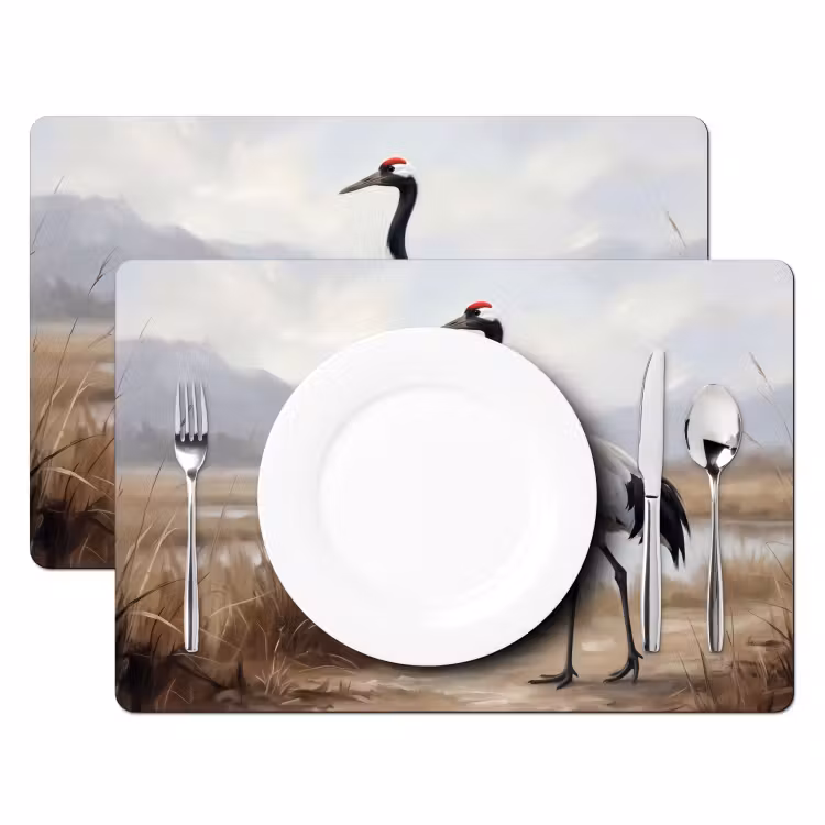 Kraanvogel - Natuur - Realistisch Placemat vinyl groot -zzsfeer2_Kitchenyeah-website