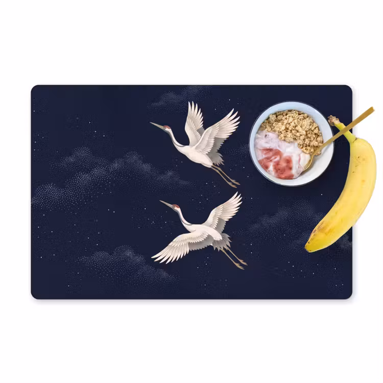 Kraanvogels - Nachthemel - Blauw Placemat vinyl groot -zzzproduct_Kitchenyeah-website