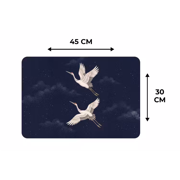 Kraanvogels - Nachthemel - Blauw Placemat vinyl groot -specs
