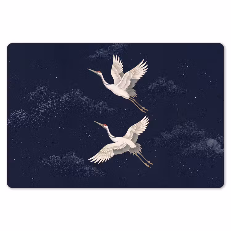 Kraanvogels - Nachthemel - Blauw Placemat vinyl groot -zzsfeer1_Kitchenyeah-website