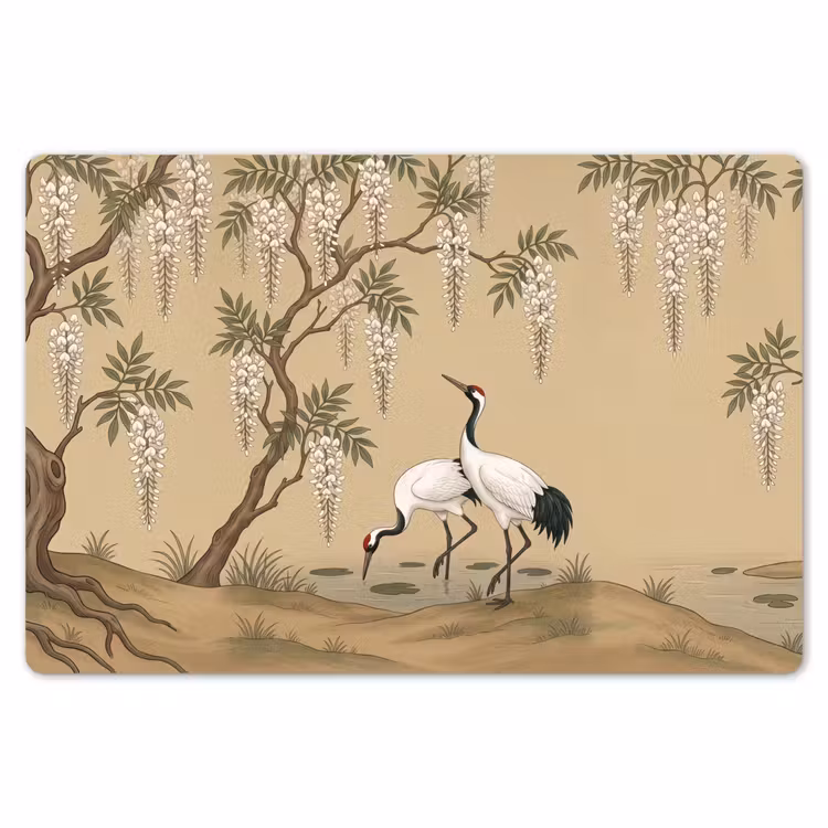 Kraanvogels - Water - Beige Placemat vinyl groot -zzsfeer1_Kitchenyeah-website