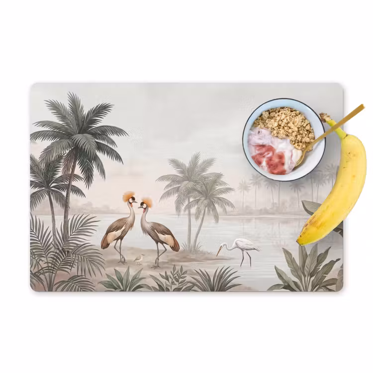Kraanvogels - Palmbomen - Tropisch Placemat vinyl groot -zzzproduct_Kitchenyeah-website