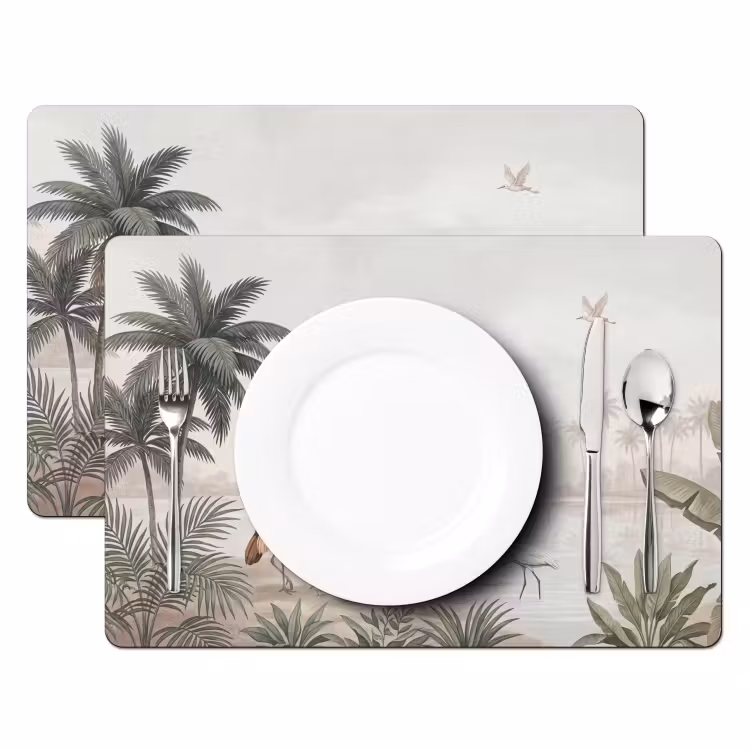 Kraanvogels - Palmbomen - Tropisch Placemat vinyl groot -zzsfeer2_Kitchenyeah-website