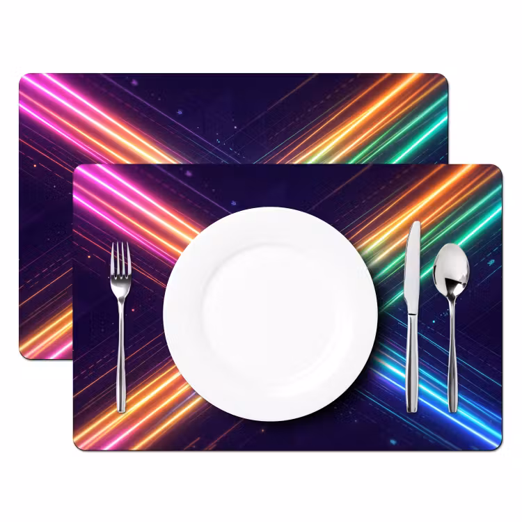 Kruisen - Lasterstralen - Neon Placemat vinyl groot -zzsfeer2_Kitchenyeah-website
