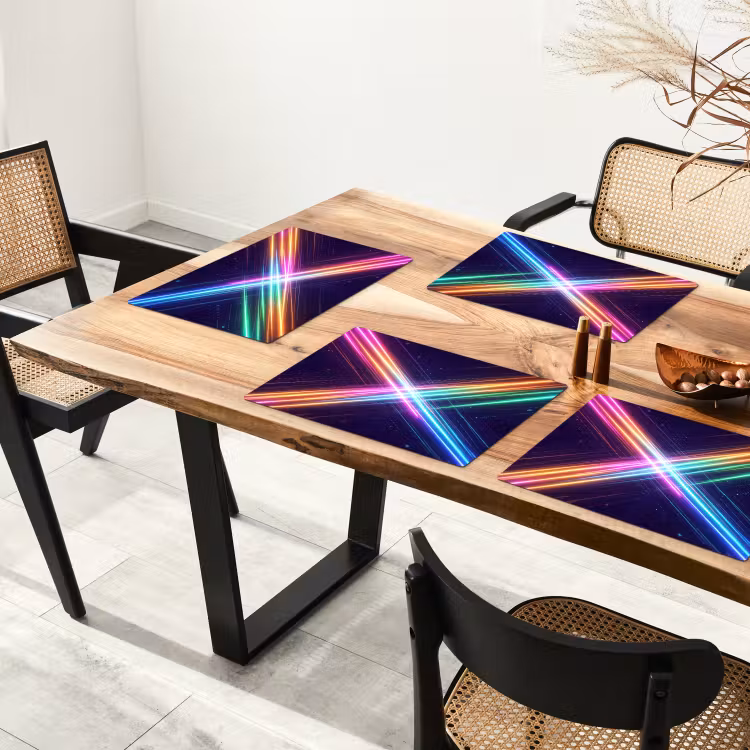 Kruisen - Lasterstralen - Neon Placemat vinyl groot -zzsfeer4_Kitchenyeah-website