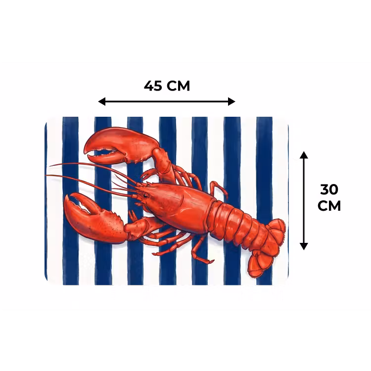Schaaldier - Kreeft - Marine - Illustratie - Rood Placemat vinyl groot -specs