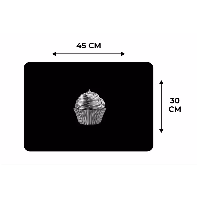 Cupcake - Luxueus - Zilver Placemat vinyl groot -specs