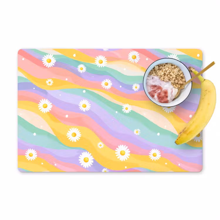 Madeliefjes - Kleurrijk - Pastel - Vrolijk Placemat vinyl groot -zzzproduct_Kitchenyeah-website
