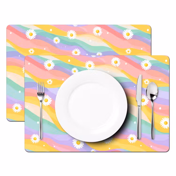 Madeliefjes - Kleurrijk - Pastel - Vrolijk Placemat vinyl groot -zzsfeer2_Kitchenyeah-website