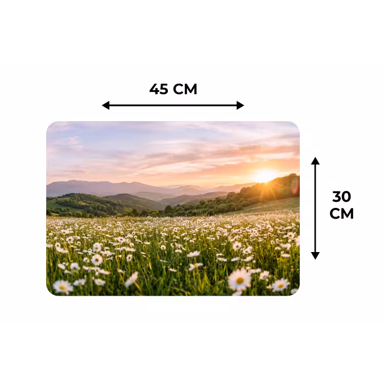Madelief - Veld - Heuvels - Groen Placemat vinyl groot -specs