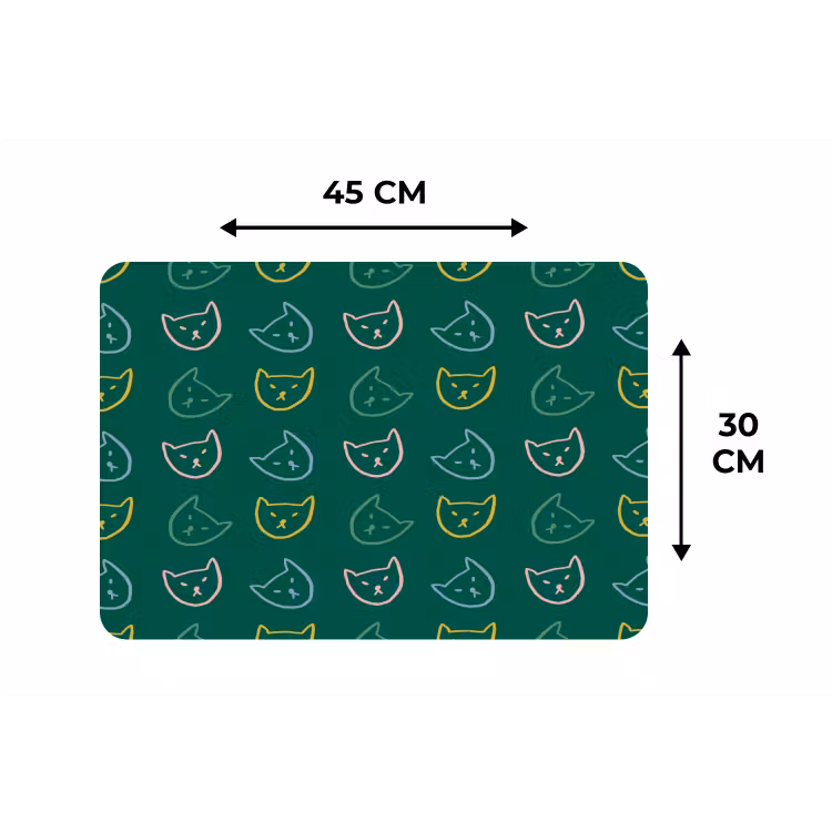 Donkergroen - Gezichten - Katten - Kleuren Placemat vinyl groot 368 -specs
