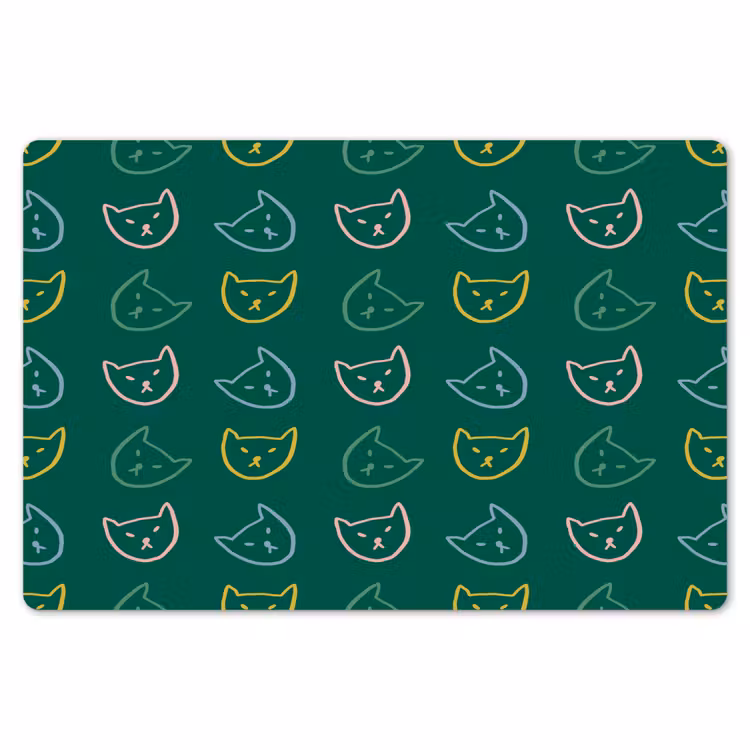 Donkergroen - Gezichten - Katten - Kleuren Placemat vinyl groot 368 -zzsfeer1_Kitchenyeah-website