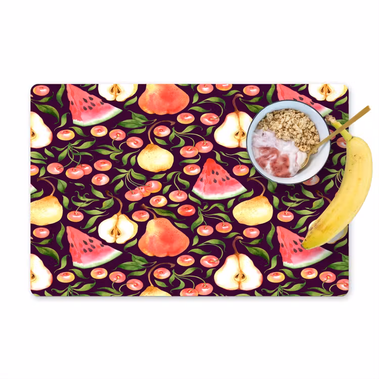 Donker - Bladeren - Fruit - Patroon Placemat vinyl groot 368 -zzzproduct_Kitchenyeah-website