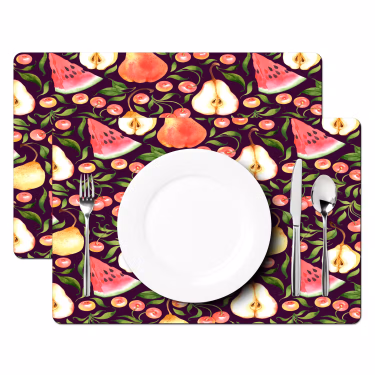 Donker - Bladeren - Fruit - Patroon Placemat vinyl groot 368 -zzsfeer2_Kitchenyeah-website