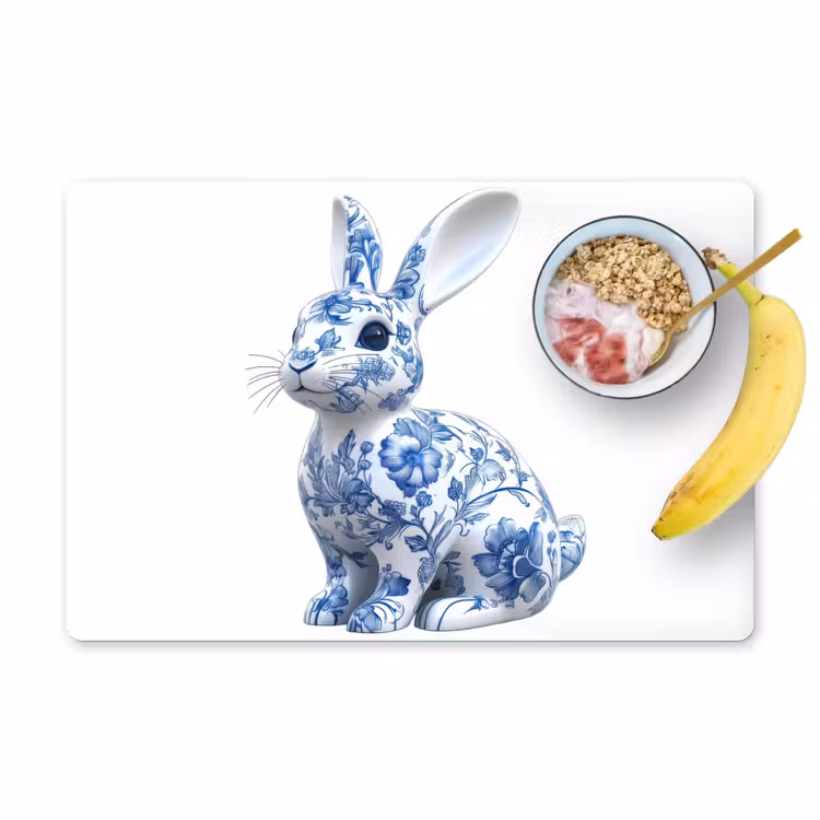 Delftsblauw - Haasje - Wit Placemat vinyl groot -zzzproduct_Kitchenyeah-website