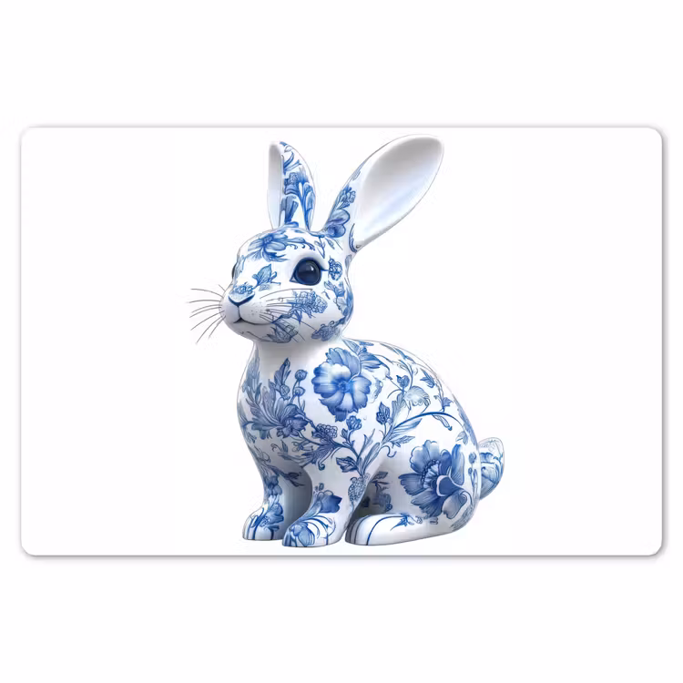 Delftsblauw - Haasje - Wit Placemat vinyl groot -zzsfeer1_Kitchenyeah-website