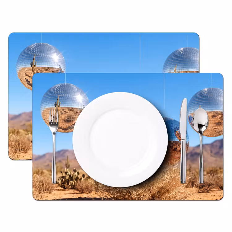 Placemat - 6 pieces - Desert - Mirror Ball - Art - Woestijn - Spiegelbal - Kunst Placemat vinyl groot