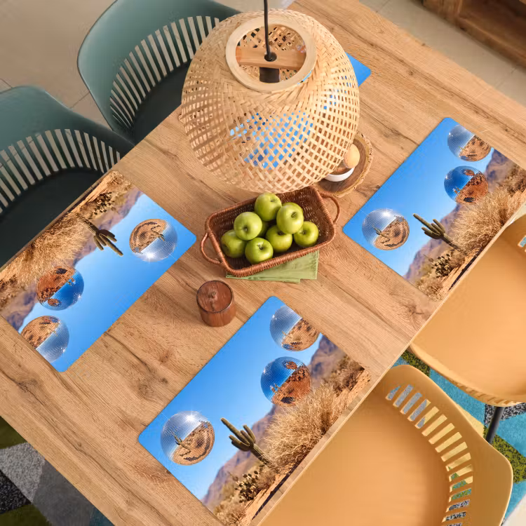 Placemat - 6 pieces - Desert - Mirror Ball - Art - Woestijn - Spiegelbal - Kunst Placemat vinyl groot