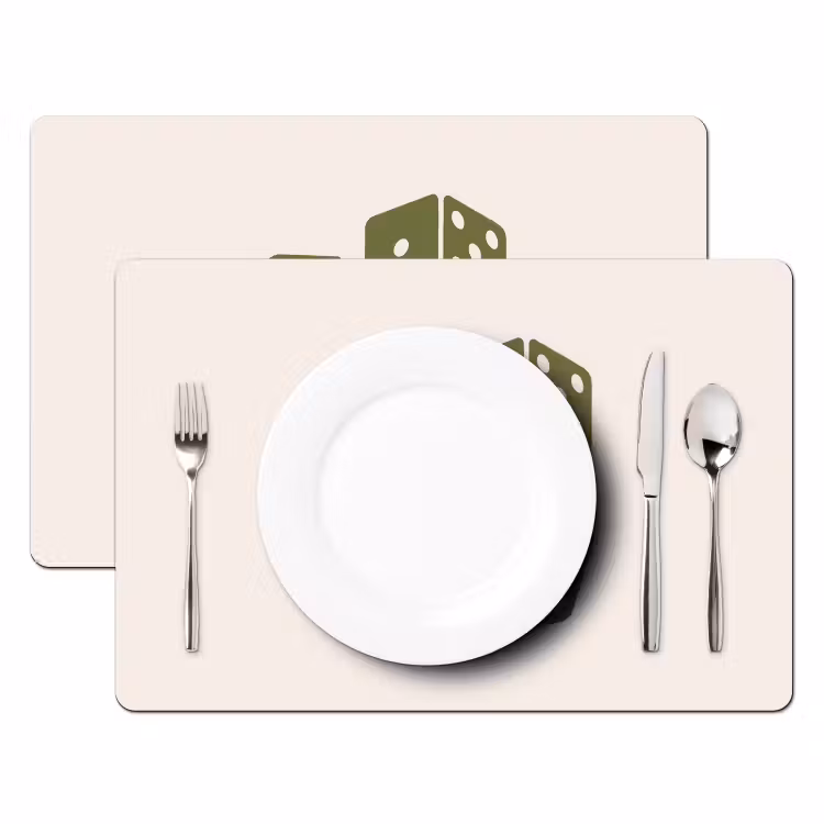 Dobbelsteen - Spel - Groen - Abstract Placemat vinyl groot -zzsfeer2_Kitchenyeah-website