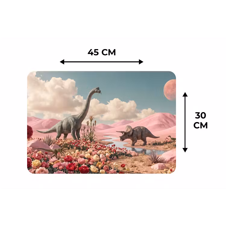 Placemat - 6 pieces - Dinosaur - Pink - Landscape - Dinosaurus - Roze - Landschap Placemat vinyl groot
