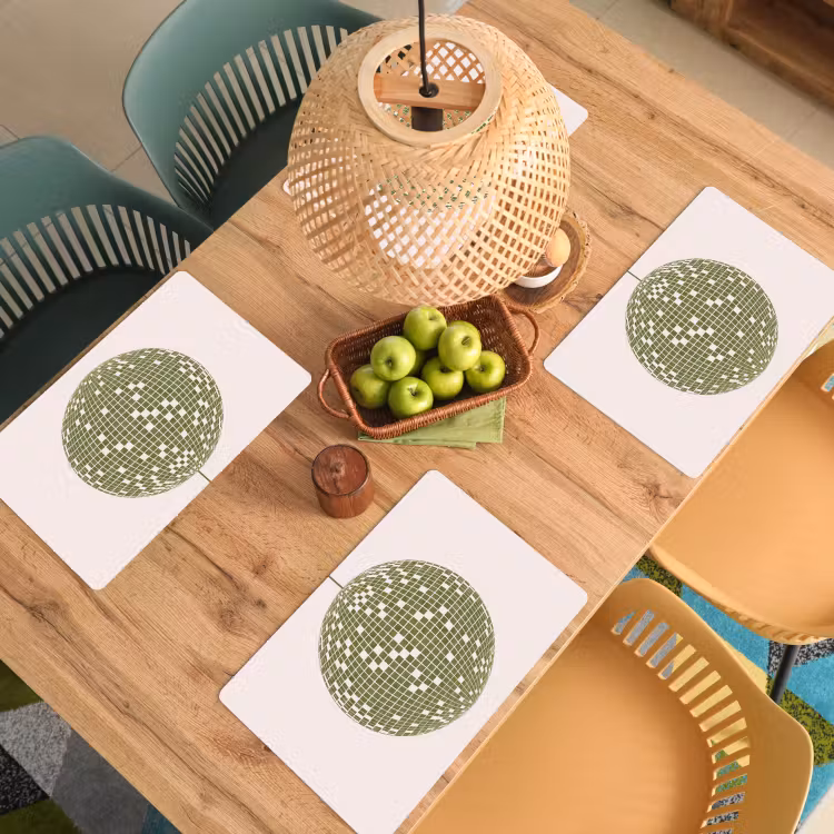 Disco - Bal - Groen - Abstract - Modern Placemat vinyl groot -zzsfeer5_Kitchenyeah-website