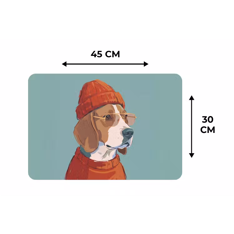 Hond - Beanie - Zonnebril - Dieren - Modern Placemat vinyl groot -specs