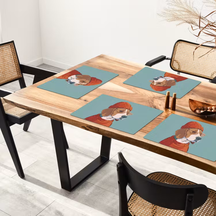 Hond - Beanie - Zonnebril - Dieren - Modern Placemat vinyl groot -zzsfeer4_Kitchenyeah-website
