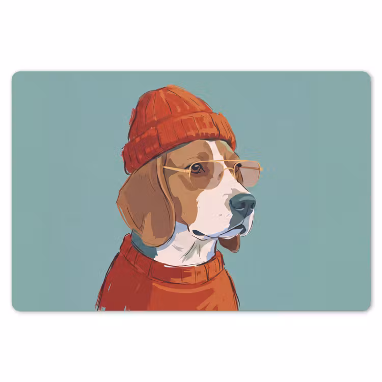 Hond - Beanie - Zonnebril - Dieren - Modern Placemat vinyl groot -zzsfeer1_Kitchenyeah-website