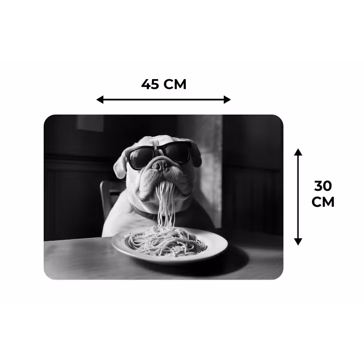 Hond - Bulldog - Pasta - Bril - Stoer - Dieren Placemat vinyl groot -specs