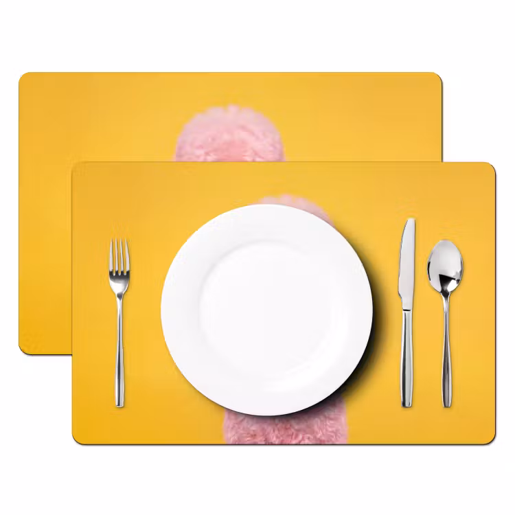 Hond - Kauwgum - Dieren - Modern - Roze Placemat vinyl groot -zzsfeer2_Kitchenyeah-website