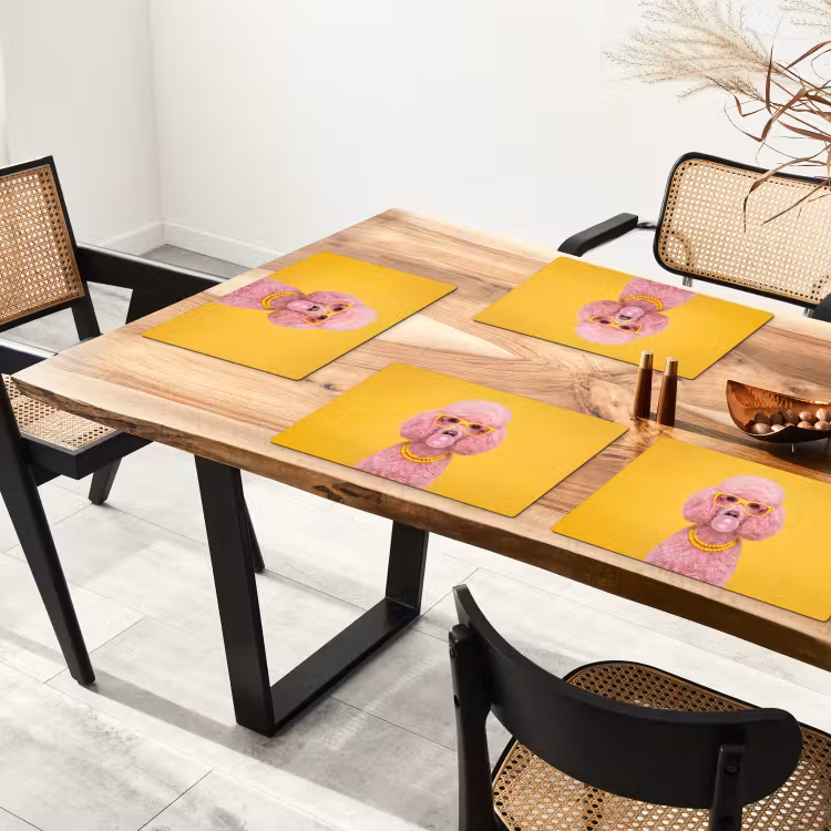 Hond - Kauwgum - Dieren - Modern - Roze Placemat vinyl groot -zzsfeer4_Kitchenyeah-website