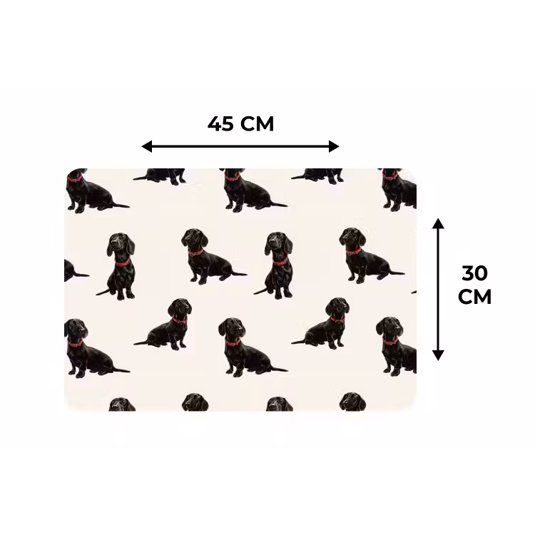 Hond - Patroon - Zwart Placemat vinyl groot 368 -specs