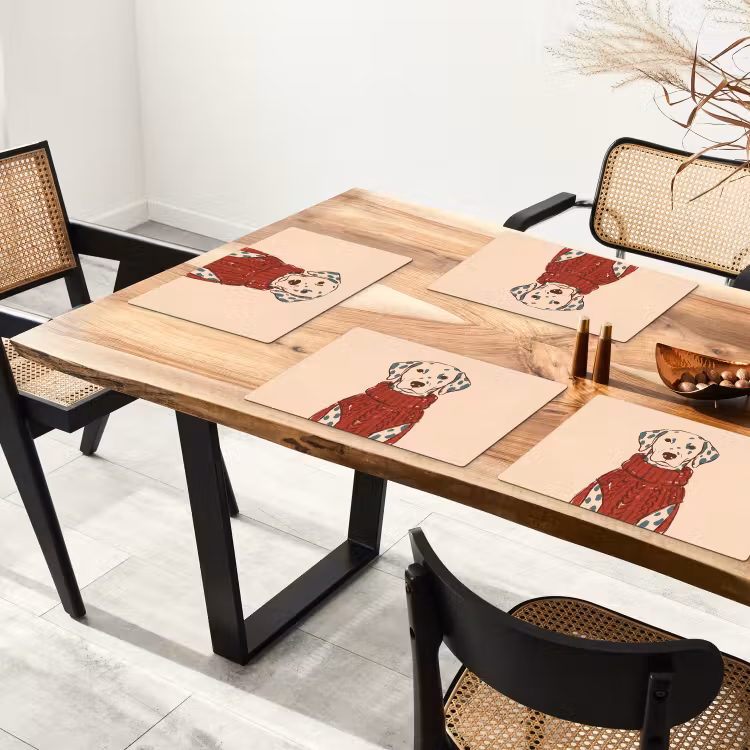 Hond - Trui - Winter - Dieren - Rood Placemat vinyl groot -zzsfeer4_Kitchenyeah-website