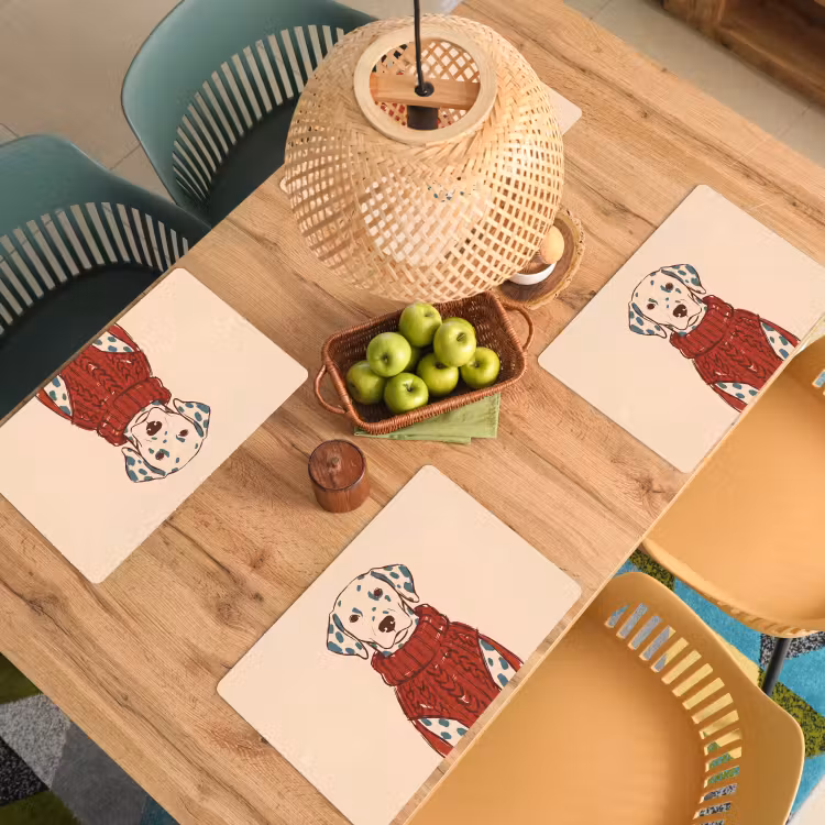 Hond - Trui - Winter - Dieren - Rood Placemat vinyl groot -zzsfeer5_Kitchenyeah-website