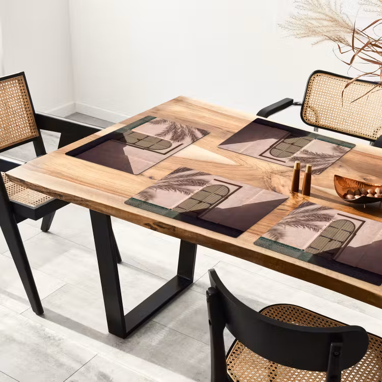 Deur - Hout - Architectuur - Groen - Rustiek Placemat vinyl groot -zzsfeer4_Kitchenyeah-website