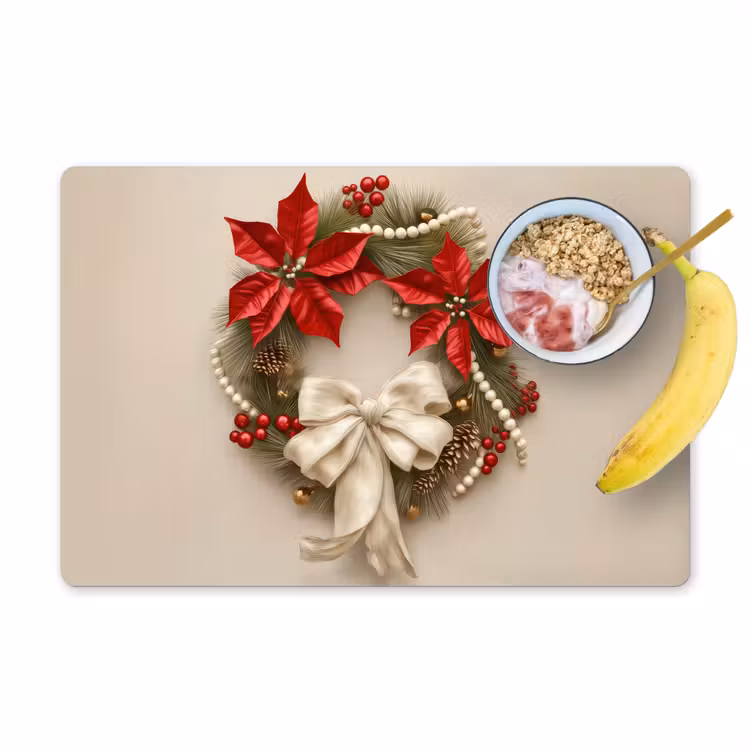 Deurkrans - Strik - Kerst - Rood - Groen Placemat vinyl groot -zzzproduct_Kitchenyeah-website