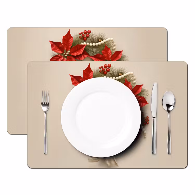 Deurkrans - Strik - Kerst - Rood - Groen Placemat vinyl groot -zzsfeer2_Kitchenyeah-website