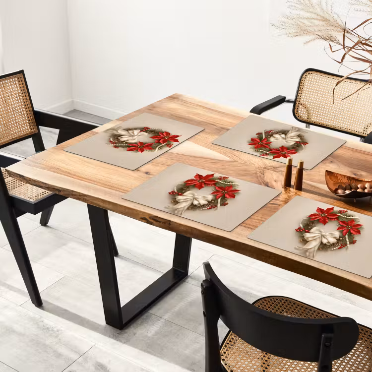 Deurkrans - Strik - Kerst - Rood - Groen Placemat vinyl groot -zzsfeer4_Kitchenyeah-website