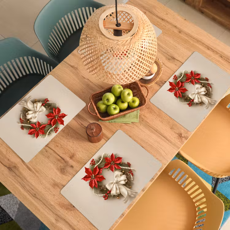 Deurkrans - Strik - Kerst - Rood - Groen Placemat vinyl groot -zzsfeer5_Kitchenyeah-website
