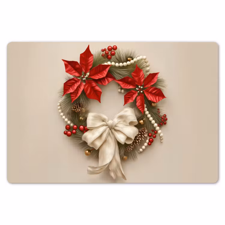 Deurkrans - Strik - Kerst - Rood - Groen Placemat vinyl groot -zzsfeer1_Kitchenyeah-website