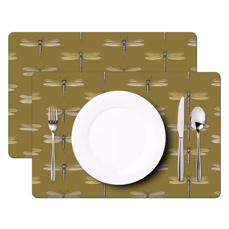 Libellen - Patroon - Groen Placemat vinyl groot 368 -zzsfeer2_Kitchenyeah-website