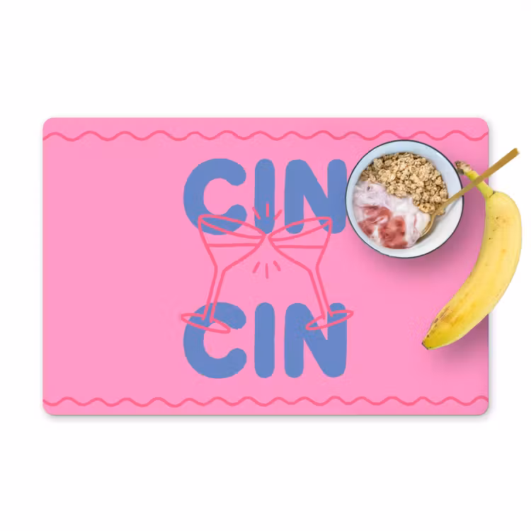 Drank - Glazen - Proost - Modern - Roze Placemat vinyl groot -zzzproduct_Kitchenyeah-website