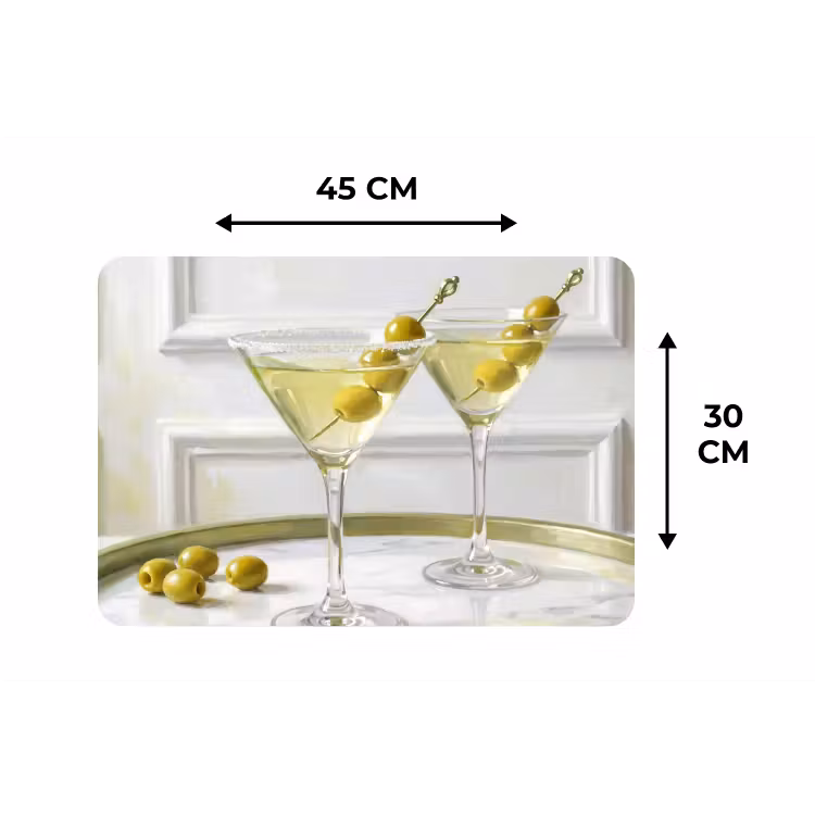 Drank - Martini - Olijven - Modern - Wit Placemat vinyl groot -specs